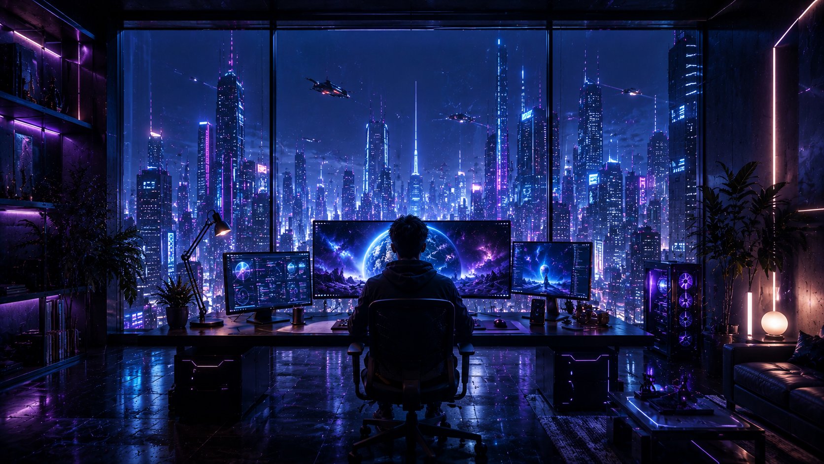 Cyberpunk workspace